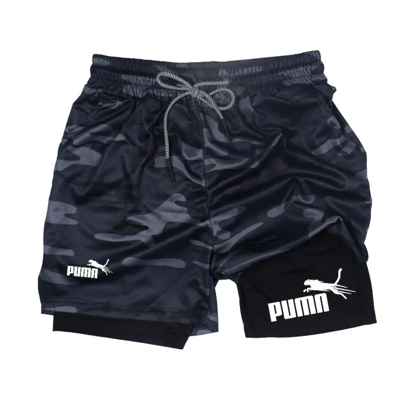 夏通気性ツーインワン二層ショーツメンズ弾性圧縮ショーツ速乾性 - Compression Shorts Athletes のレビューと価格