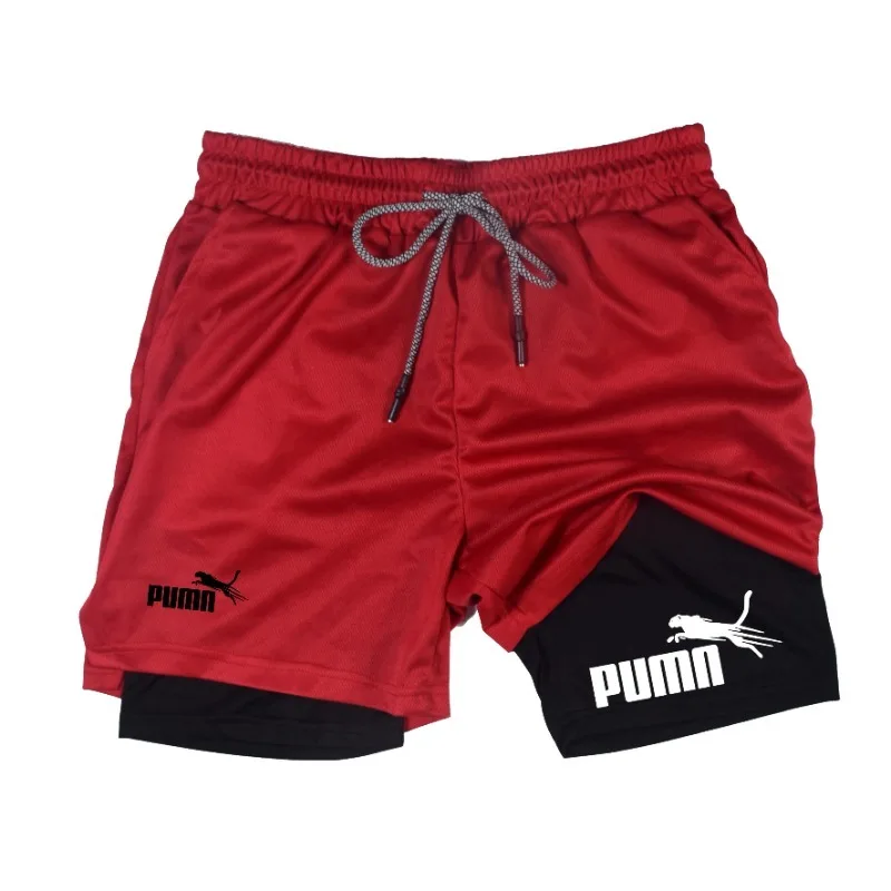 夏通気性ツーインワン二層ショーツメンズ弾性圧縮ショーツ速乾性 - Compression Shorts Athletes のレビューと価格