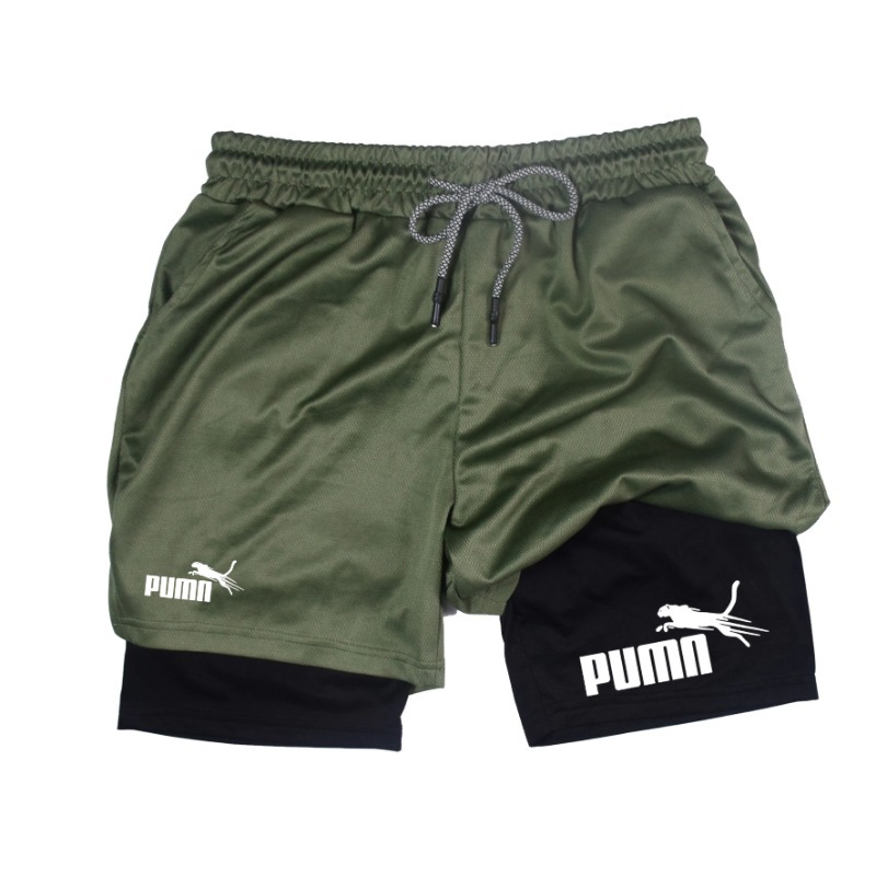 夏通気性ツーインワン二層ショーツメンズ弾性圧縮ショーツ速乾性 - Compression Shorts Athletes のレビューと価格