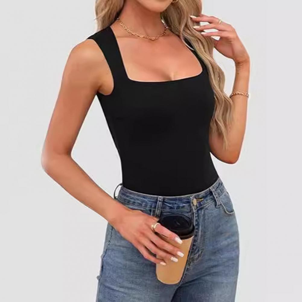 女性用パンティー、サマーベスト、スクエアネック、幅広ショルダ - Tank Top Ribbed のレビューと価格