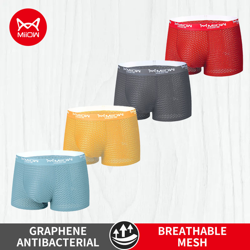 Miiow-メンズ抗菌下着、通気性ボクサー、メッシュパンティ - Boxer Shorts Modal のレビューと価格