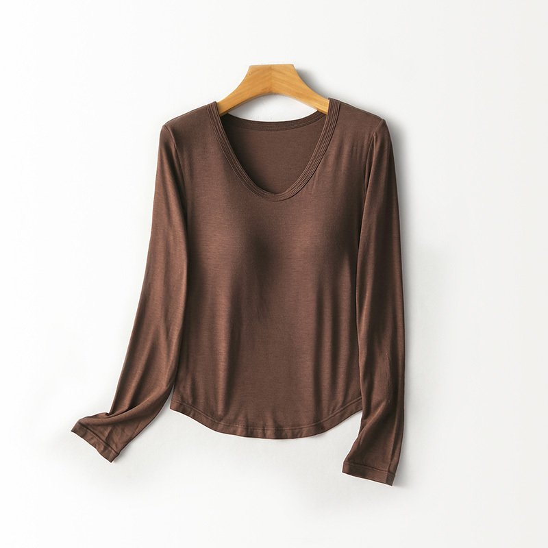 女性用、Uネック、長袖トップス。内蔵ブラパッド付き。カシミヤ - Base Layer Top のレビューと価格