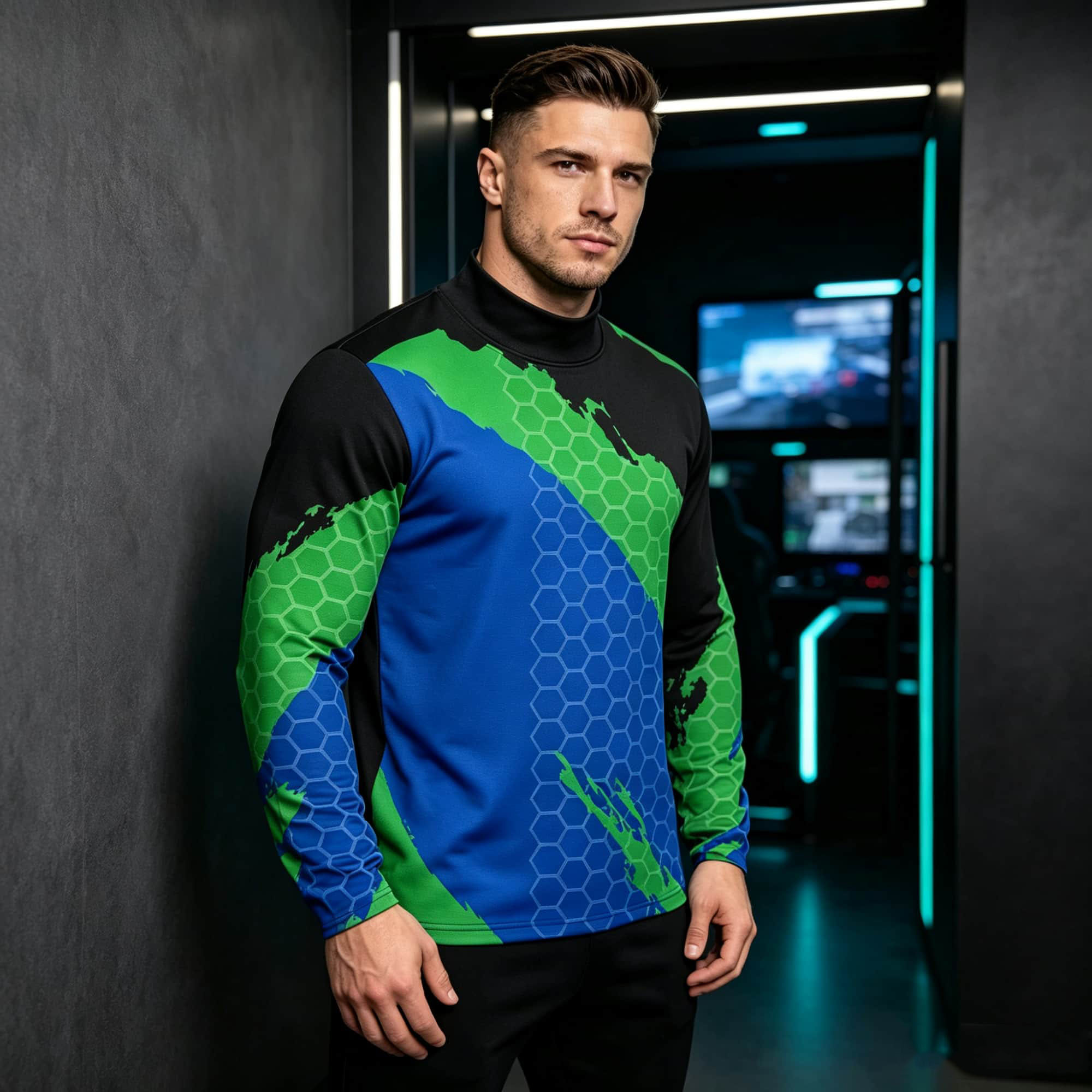メンズコントラストカラーハニカムテクスチャグラフィックモック - Base Layer Top のレビューと価格